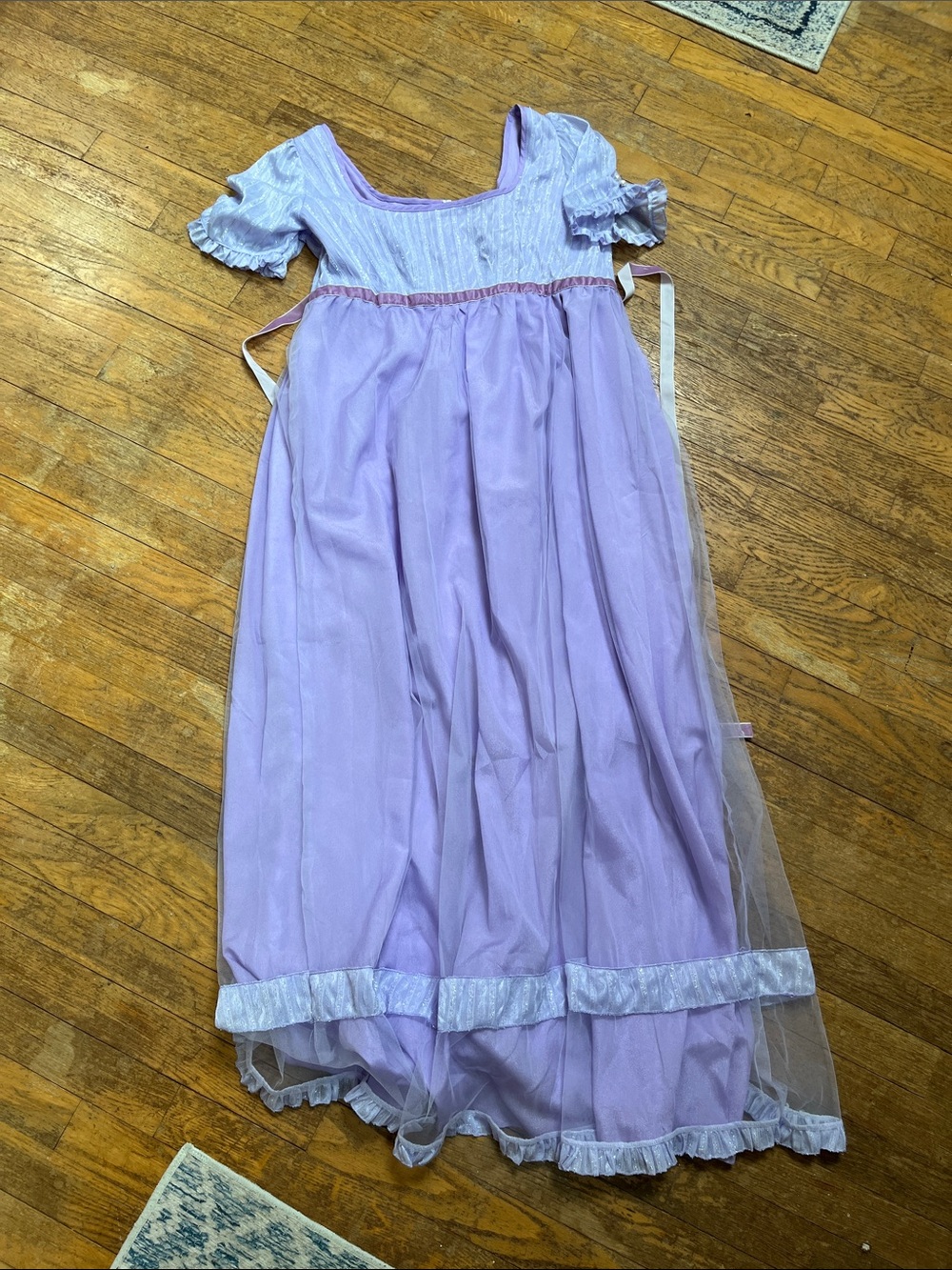 No Label Princess Waist Edwardian Style Costume Dress Lavender Tulle Lace